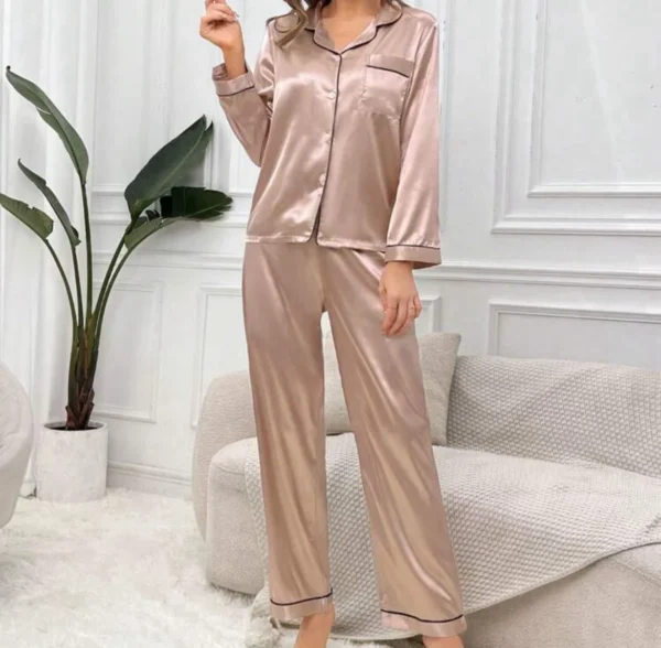 Adults Plain Satin Pjs - Image 15