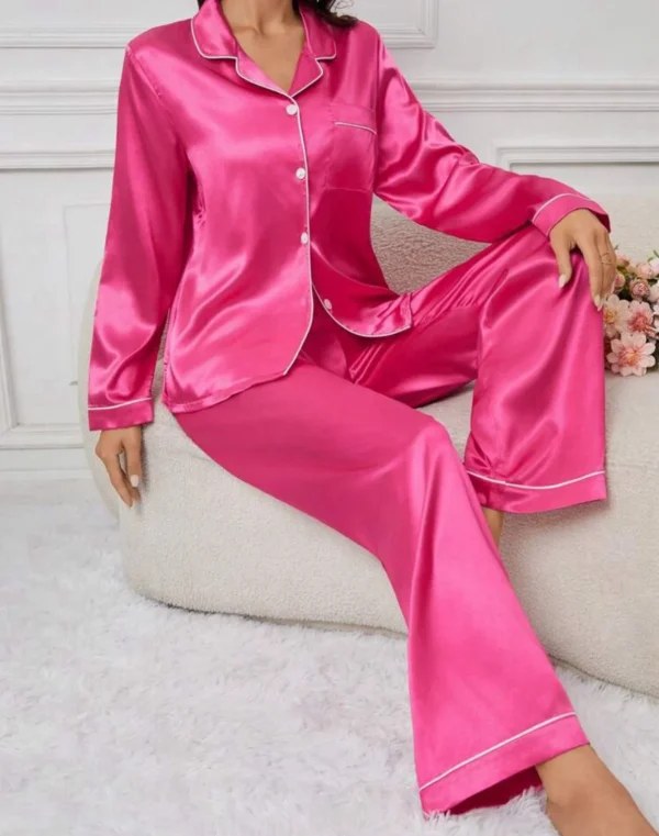 Adults Plain Satin Pjs - Image 14