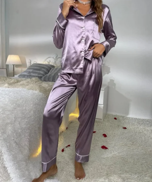 Adults Plain Satin Pjs - Image 8