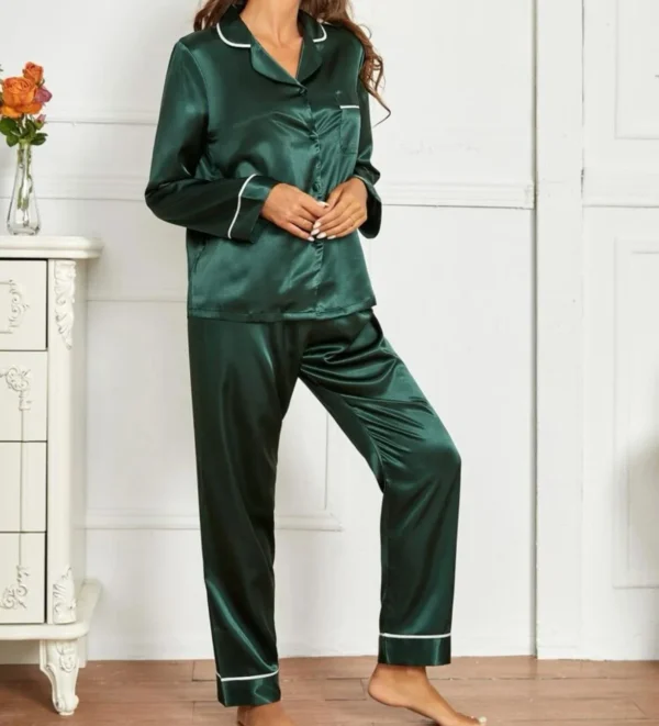 Adults Plain Satin Pjs - Image 7