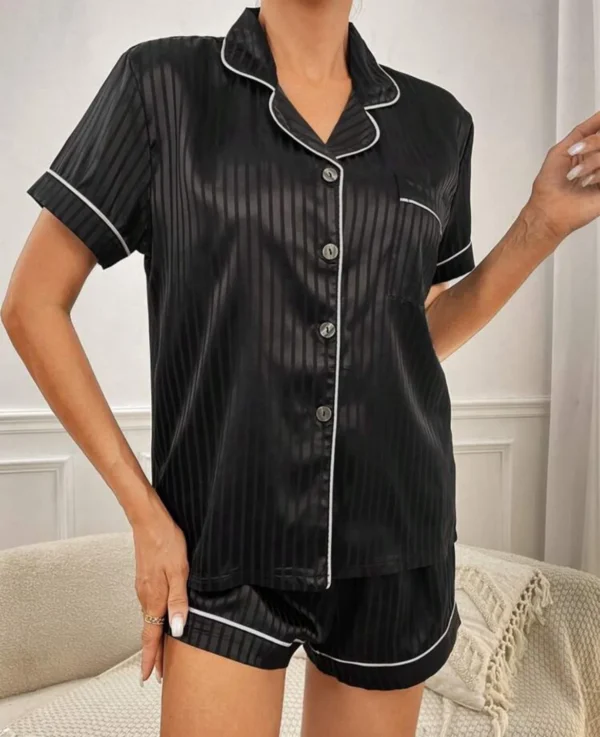 Adults Stripe Satin Shorts Pjs