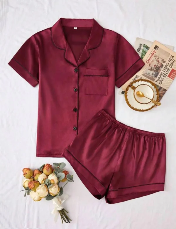 Adult Satin Plain Short Pjs - Image 12