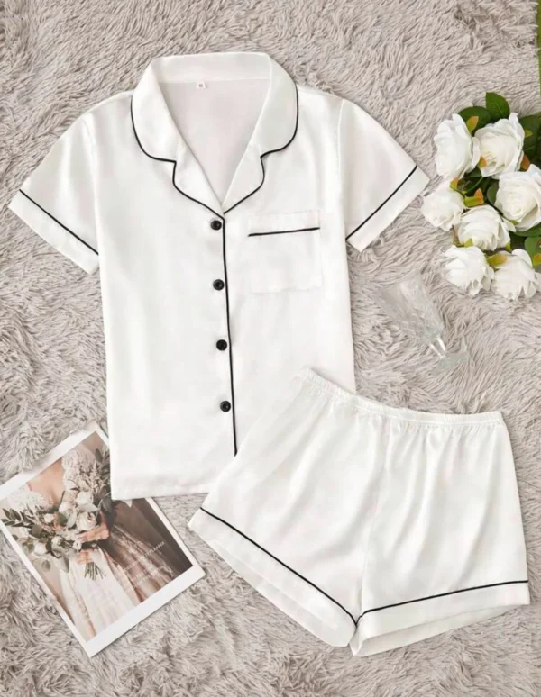 Adult Satin Plain Short Pjs - Image 11