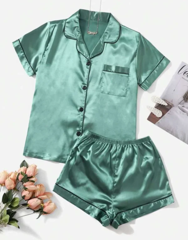 Adult Satin Plain Short Pjs - Image 10