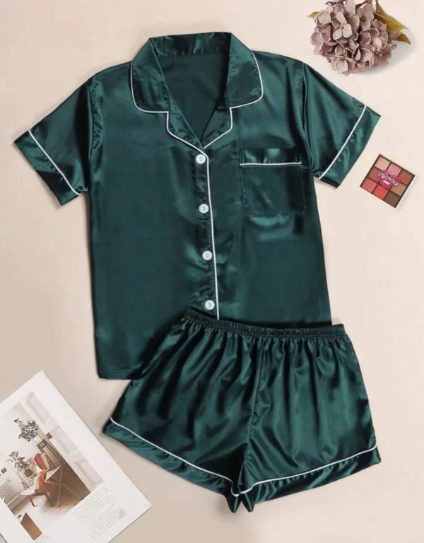 Adult Satin Plain Short Pjs - Image 8