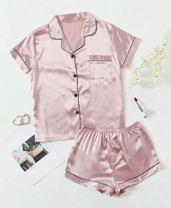 Adult Satin Plain Short Pjs - Image 6