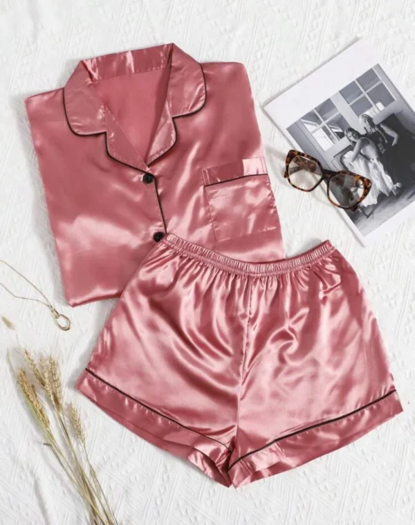 Adult Satin Plain Short Pjs - Image 5